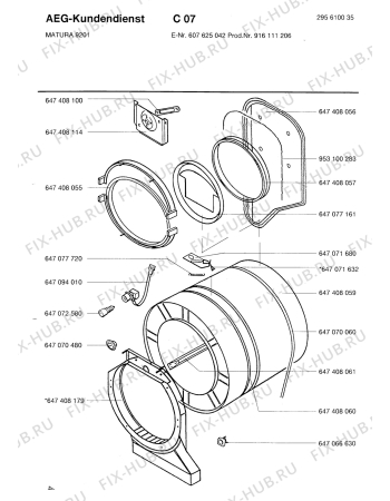 Взрыв-схема стиральной машины Matura MATURA 9201 A - Схема узла Drum